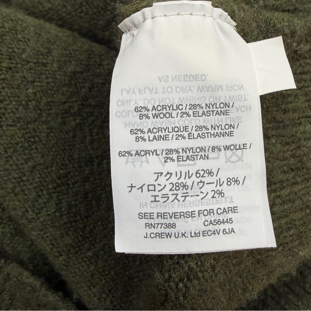 J.Crew Olive Green V-Back Sweater with Velvet Tie - Picture 9 of 11